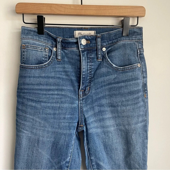 Madewell 10” high-rise skinny raw hem blue jeans size 26 - Picture 3 of 9